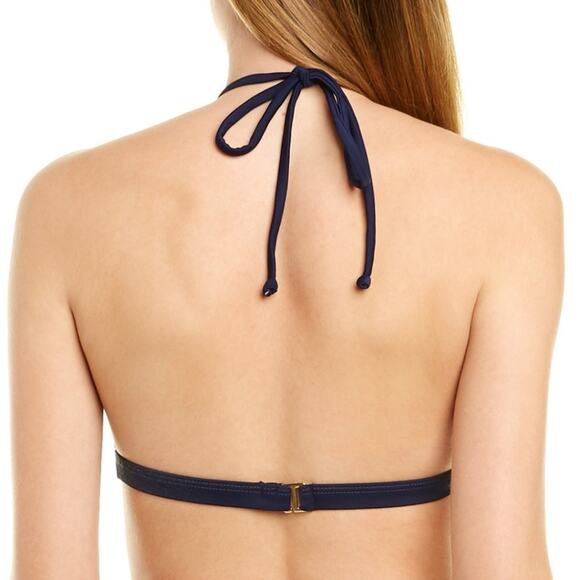 Milly Cabana High Neck Halter Neon Stripe Eyelet Bikini Top size Medium - Picture 3 of 11